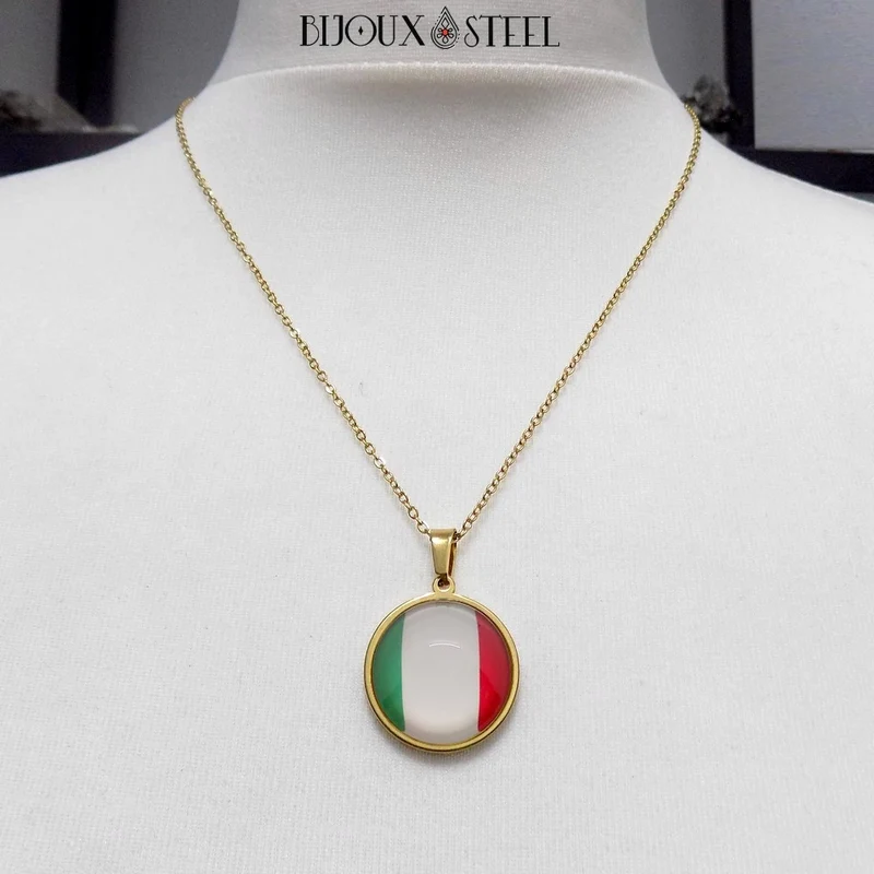 Collier à pendentif drapeau de l'Italie