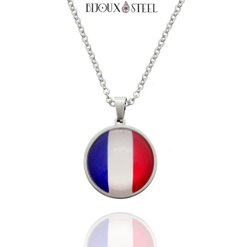 Collier à pendentif drapeau de la France