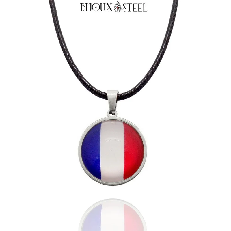 Collier à pendentif drapeau de la France