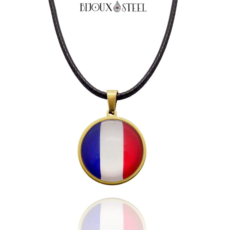 Collier à pendentif drapeau de la France