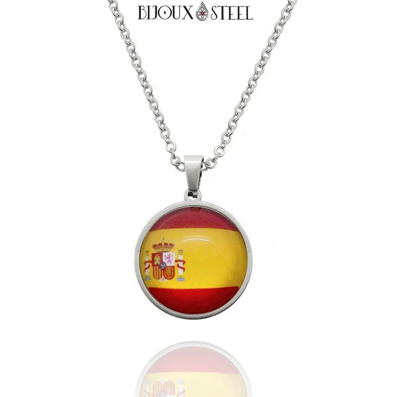 Collier à pendentif drapeau de l'Espagne