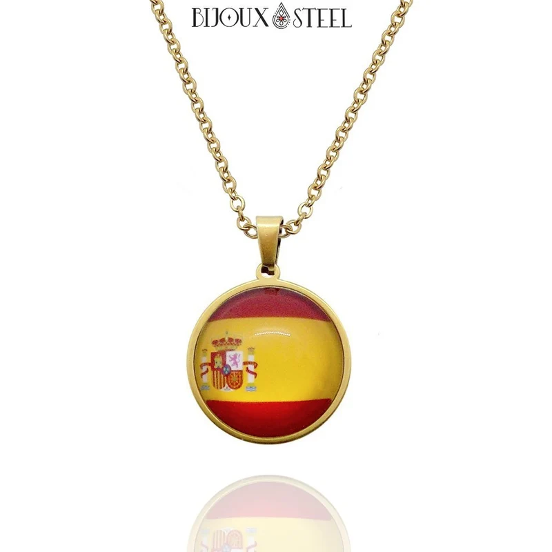 Collier à pendentif drapeau de l'Espagne