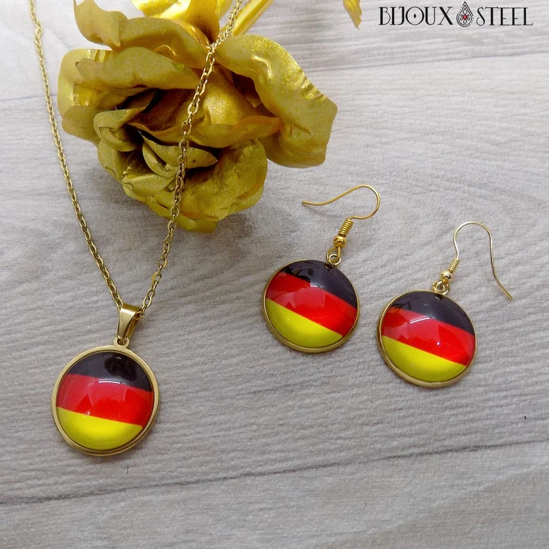 Collier à pendentif drapeau de l'Allemagne
