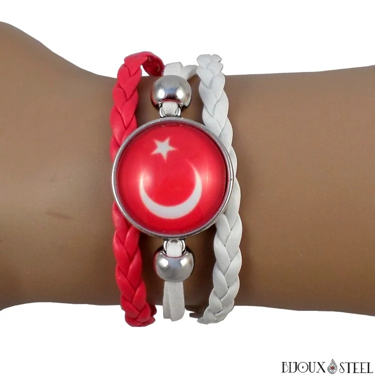 Bracelet à drapeau de la Turquie en simili cuir