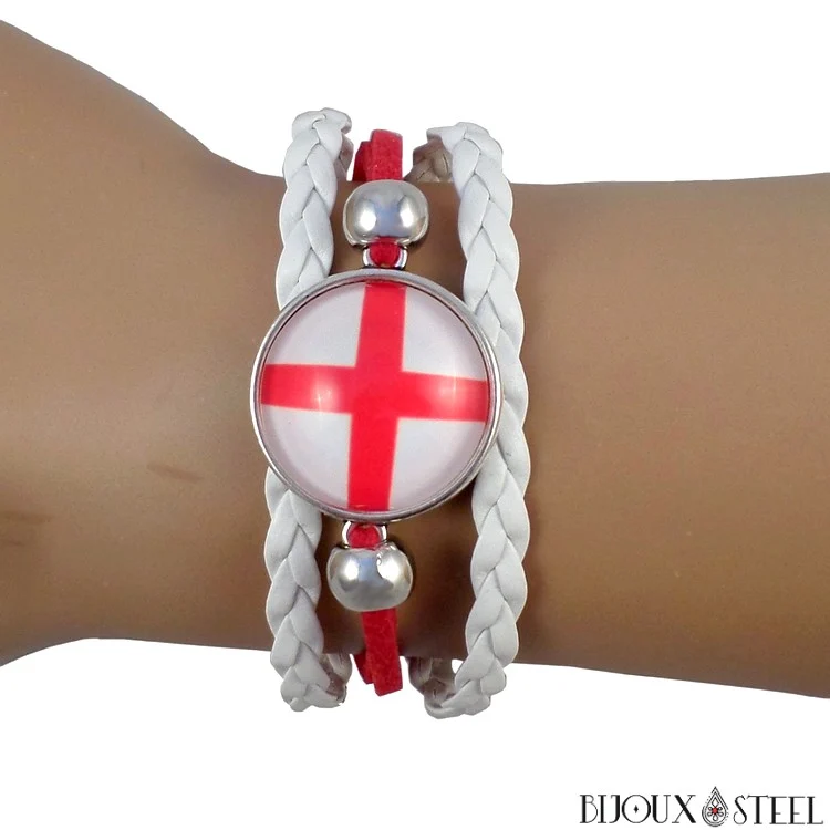 Bracelet à drapeau de l'Angleterre en simili cuir