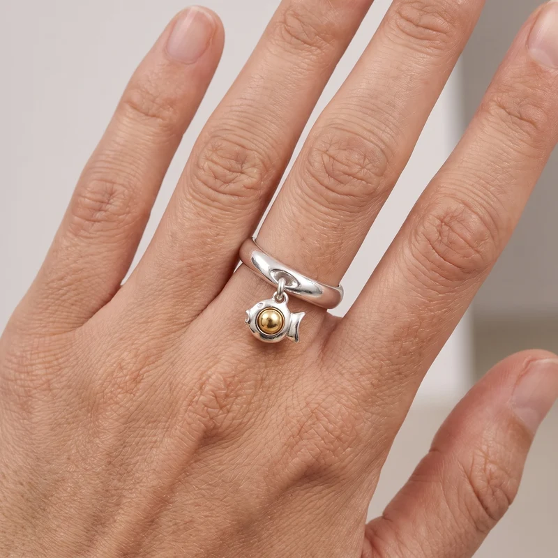 Bague Pampille Poisson Boule Dorée