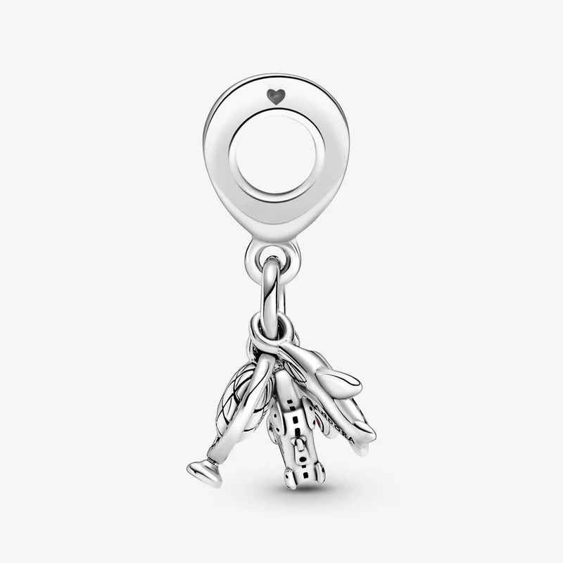 Pandora Places 925 Sterling Silver Airplane, Globe & Suitcase Charm 799435C01