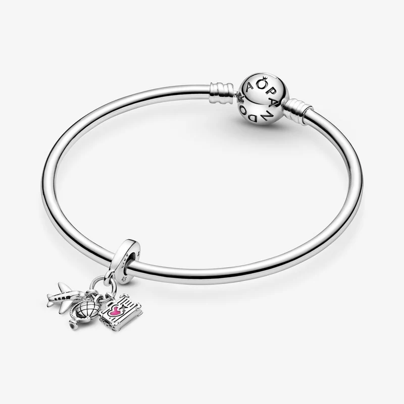 Pandora Places 925 Sterling Silver Airplane, Globe & Suitcase Charm 799435C01