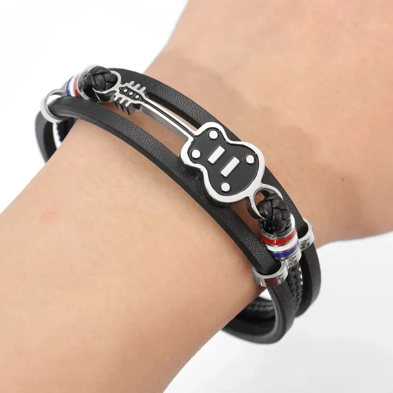 Bracelet Cuir Guitare