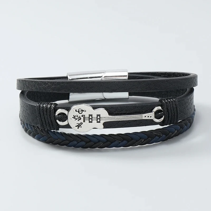 Bracelet Cuir Homme Guitare