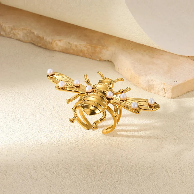 Bague Abeille Perles