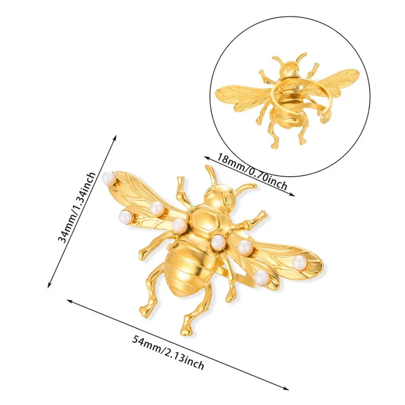Bague Abeille Perles