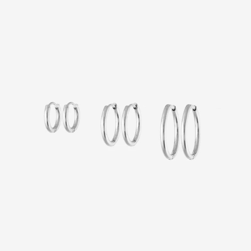 Boucles d'oreilles Ronde Classique En Set