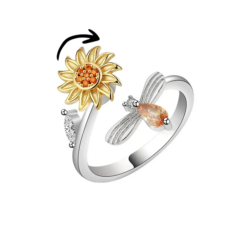 Bague Abeille et Fleur qui Tourne