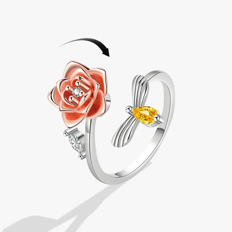 Bague Abeille et Fleur qui Tourne