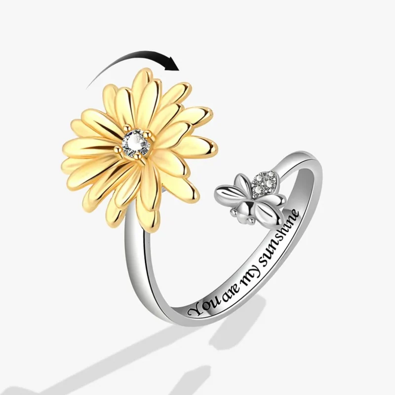 Bague Abeille et Fleur qui Tourne