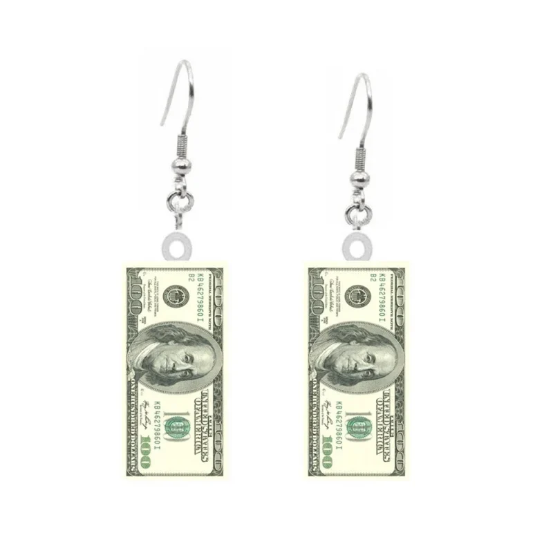 Boucles d'Oreilles Billet de 100 Dollard