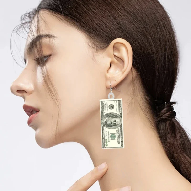 Boucles d'Oreilles Billet de 100 Dollard