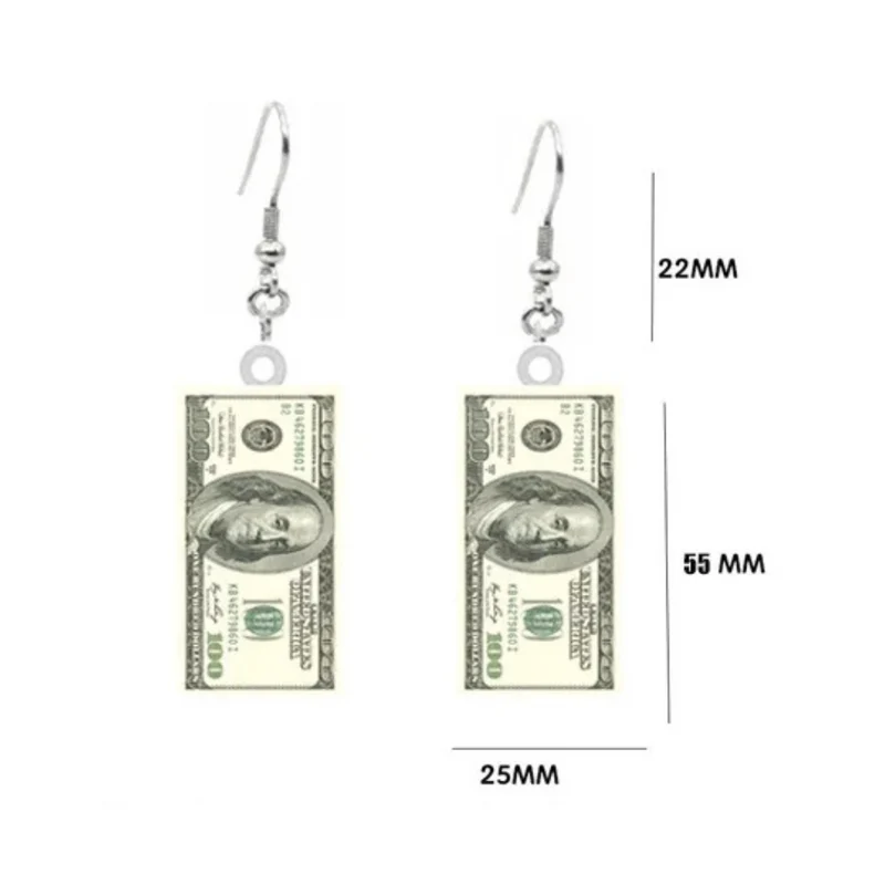 Boucles d'Oreilles Billet de 100 Dollard