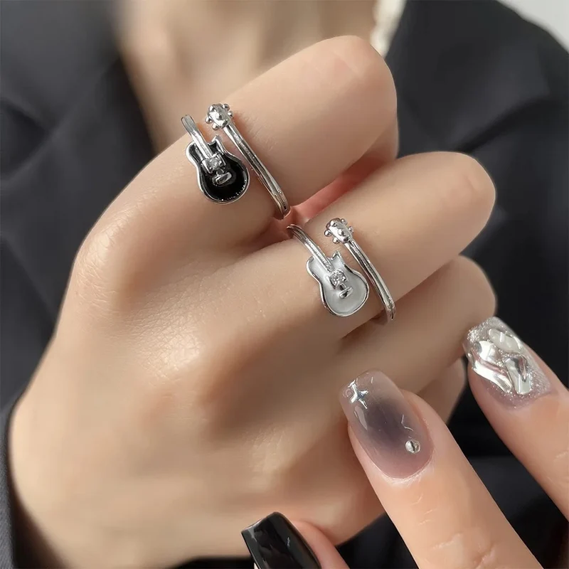 Bague Guitare Argent et Blanche