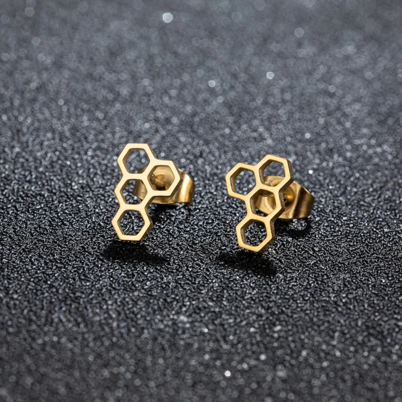 Boucles d'Oreilles Alvéole Abeille