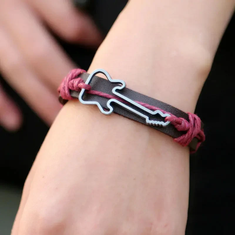 Bracelet Guitare Cuir Vintage
