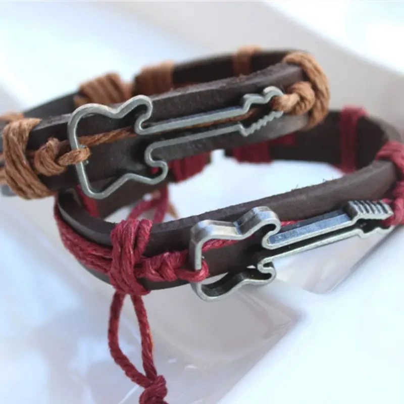 Bracelet Guitare Cuir Vintage