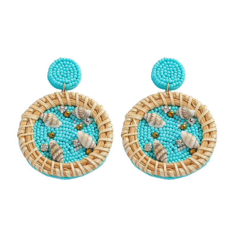 Boucles d'Oreilles Coquillage Perle Osier