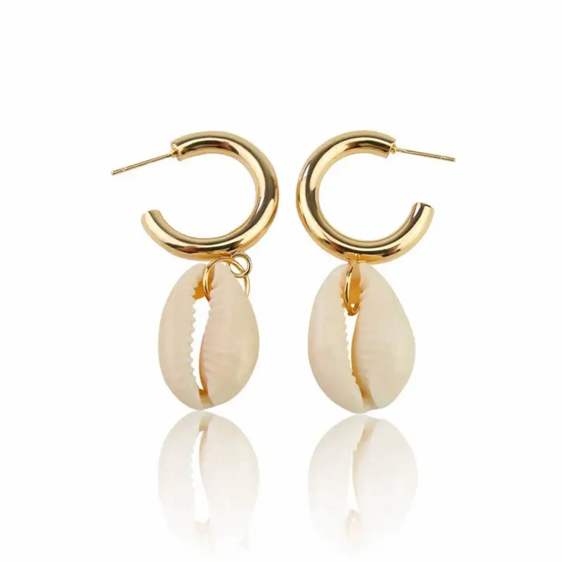 Boucles d'Oreilles Pendentif Coquillage Cauri