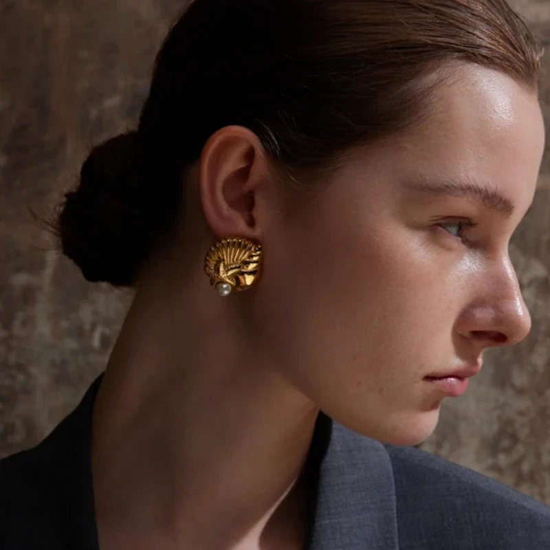 Boucles d'Oreilles Coquillage Fossile