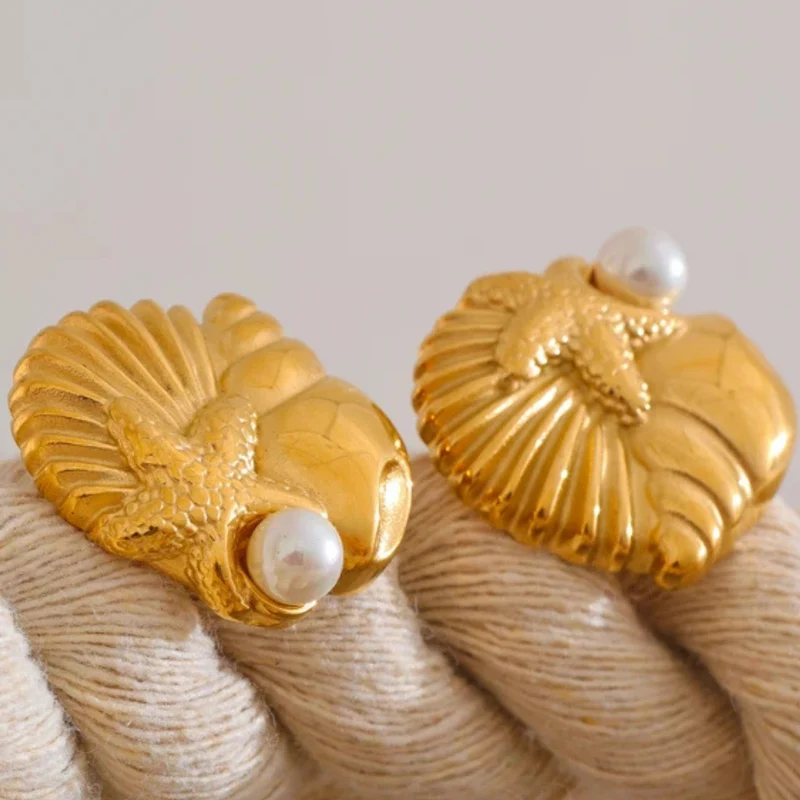 Boucles d'Oreilles Coquillage Fossile