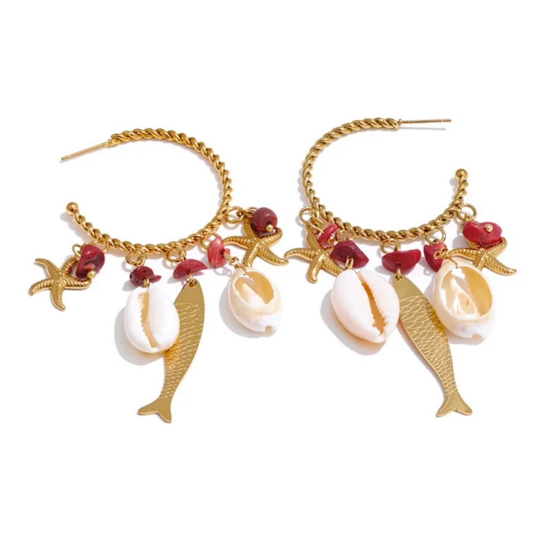 Boucles d'Oreilles Coquillage Poisson