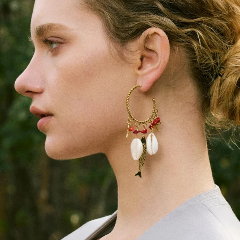 Boucles d'Oreilles Coquillage Poisson