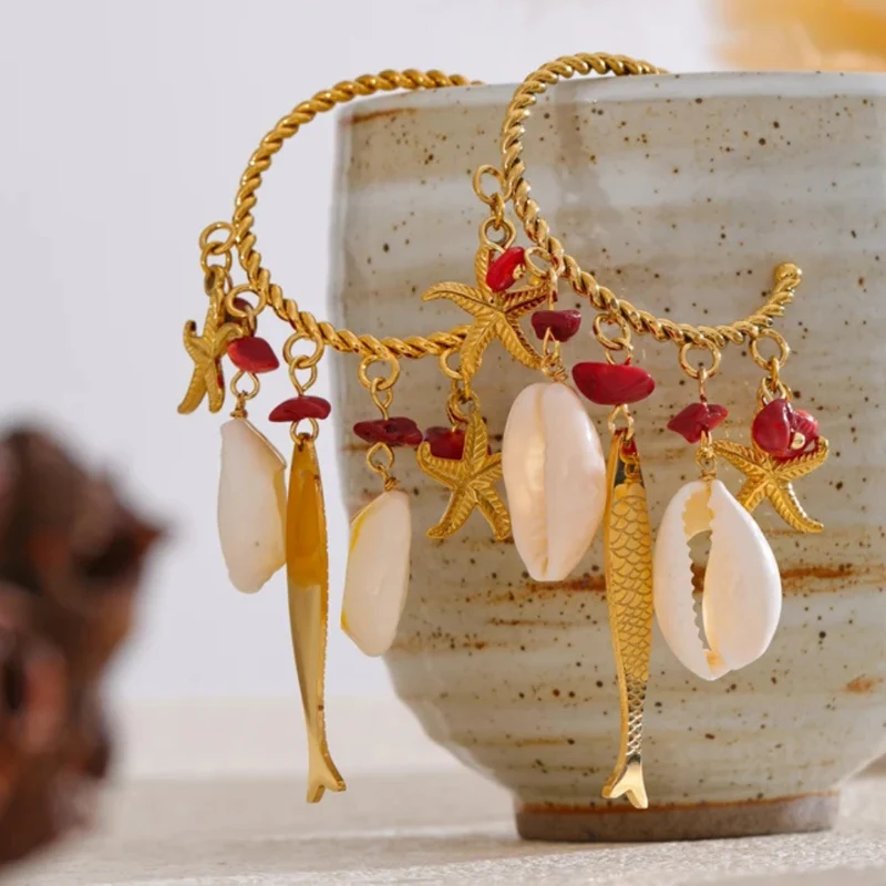 Boucles d'Oreilles Coquillage Poisson
