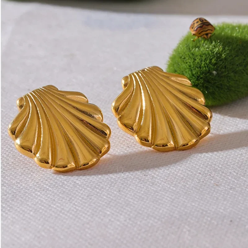 Boucles d'Oreilles Coquillage Acier Inoxydable