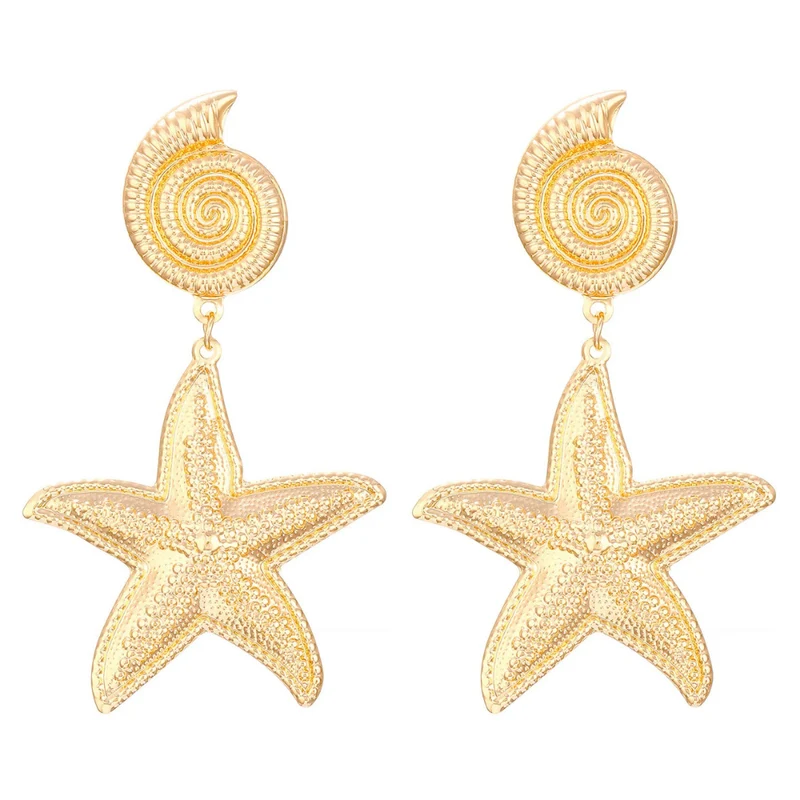 Boucles d'Oreilles Pendante Coquillage Étoile de Mer