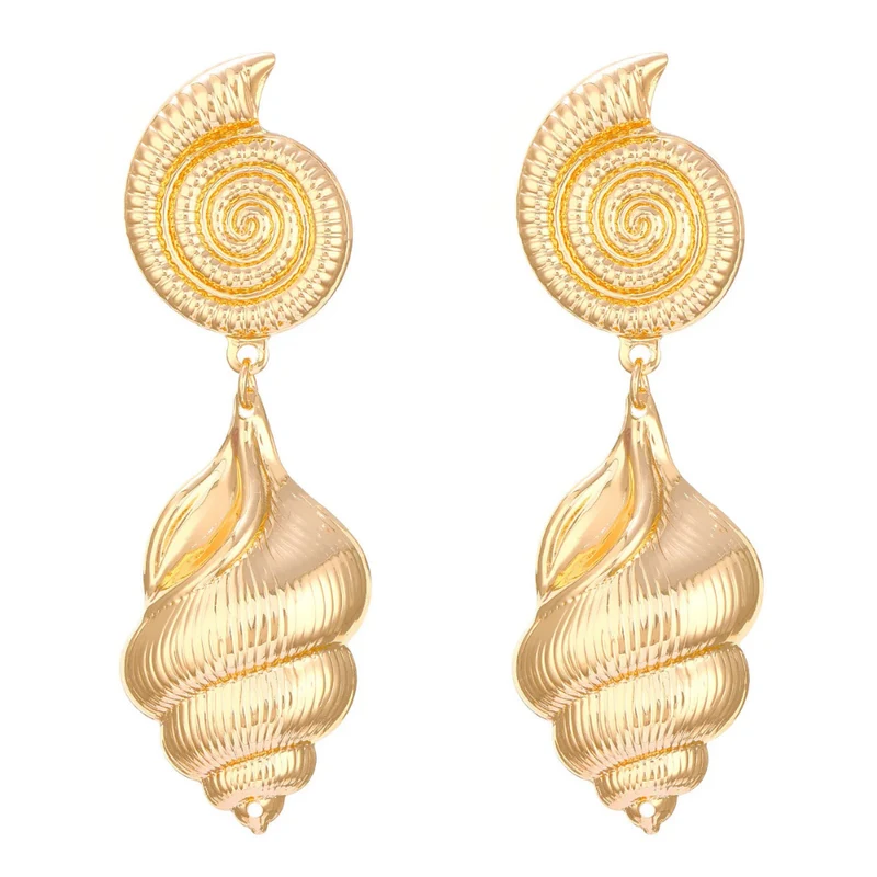 Boucles d'Oreilles Pendante Coquillage Spirale