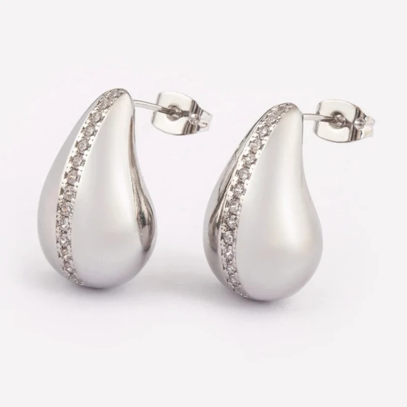 Boucles d'Oreilles Goutte Ligne Strass