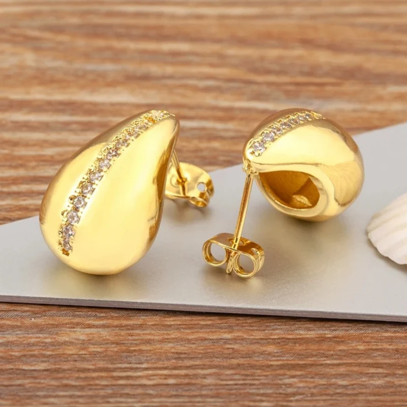 Boucles d'Oreilles Goutte Ligne Strass