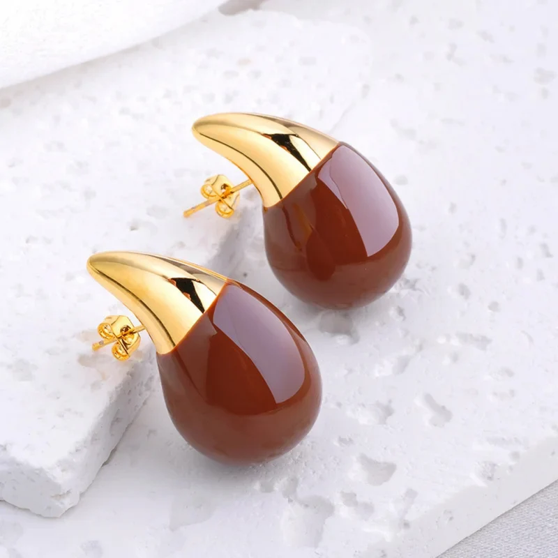 Boucles d'Oreilles Goutte Bicolore