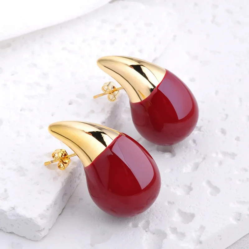 Boucles d'Oreilles Goutte Bicolore