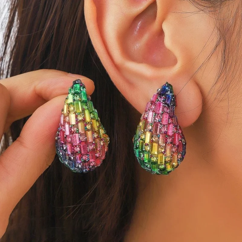 Boucles d'Oreilles Goutte Pierre Couleur