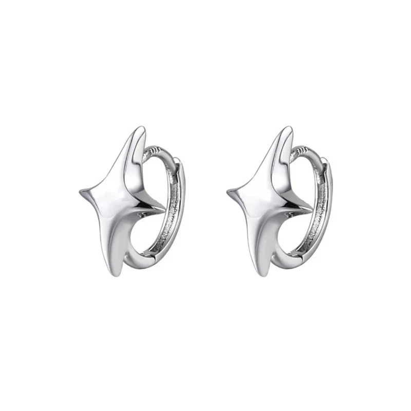 Boucles d'Oreilles Mini Créole Étoile Argent