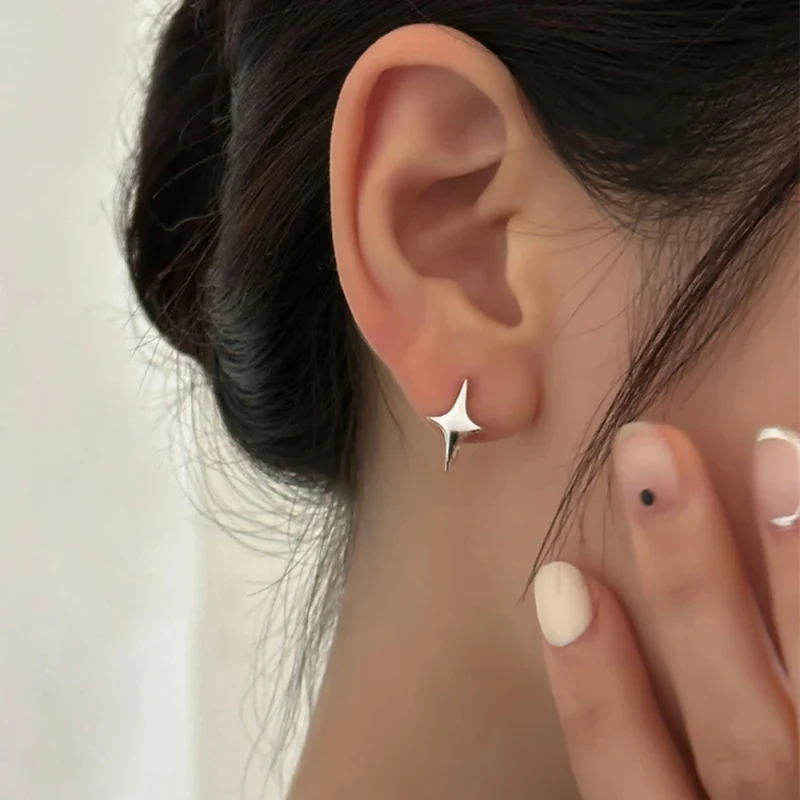 Boucles d'Oreilles Mini Créole Étoile Argent