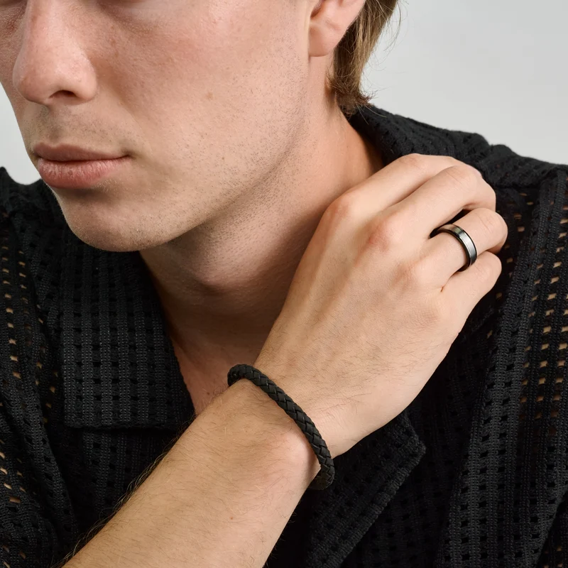 Bracelet en cuir noir | 6MM