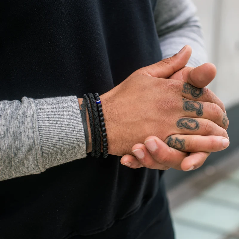 Bracelet en cuir noir | 6MM