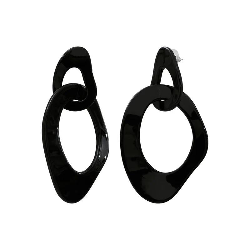 Boucles d'oreilles Acier Acétate Noir