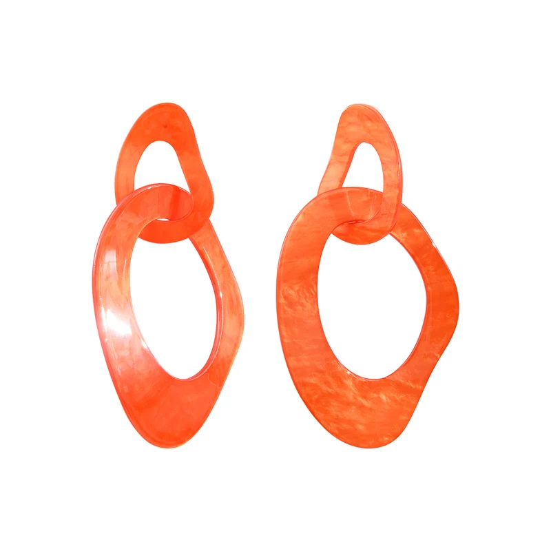Boucles d'oreilles acier acétate orange