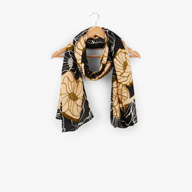 Foulard rectangulaire noir Olmeta