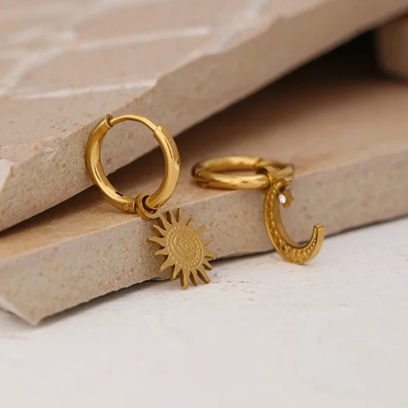 Boucles d'Oreilles Soleil et Lune